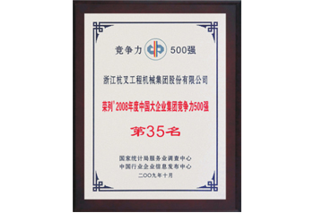 杭州叉車榮譽-榮列2008年度中國大企業(yè)集團競爭力500強